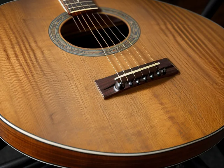 Primer plano de cuerdas de guitarra y dedos con marcas rojas por la práctica