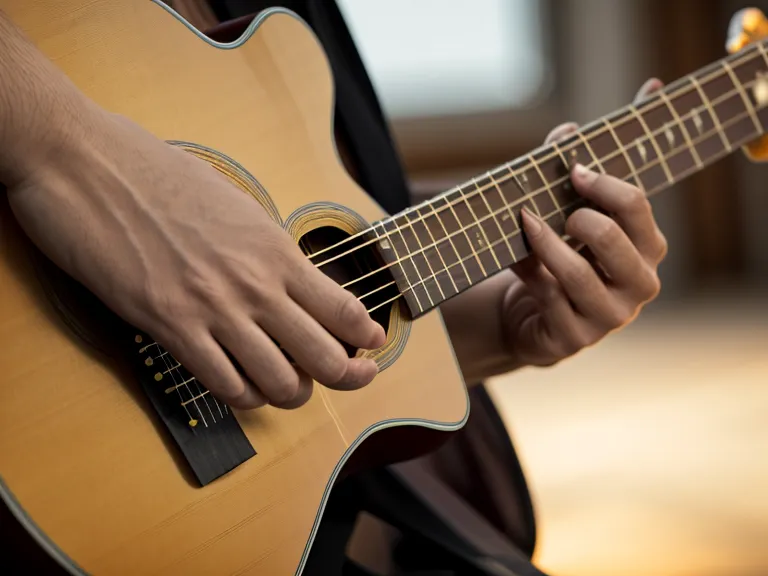 Mano derecha realizando un rasgueo básico en las cuerdas de una guitarra