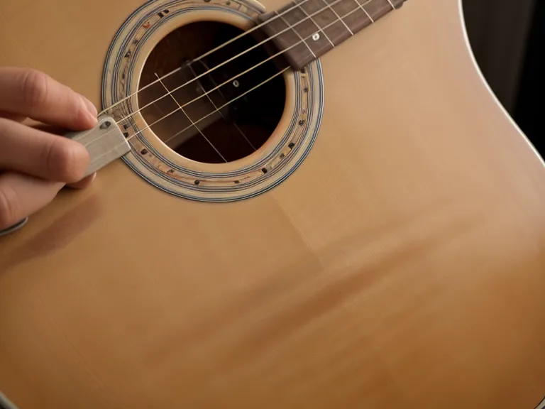 Primer plano de yemas de los dedos con marcas rojas por las cuerdas de la guitarra.